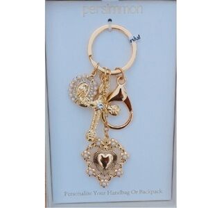 NWT ⚜️💛⚜️ Persimmon Gorgeous Multi Charm Key Ring Bag Charm